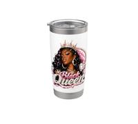 Black Queen Crown Pink Diva Melanina Afroamericana Mujeres Vaso térmico de acero inoxidable de doble pared