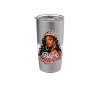 Black Queen Crown Pink Diva Melanina Afroamericana Mujeres Vaso térmico de acero inoxidable de doble pared