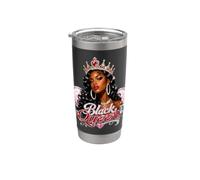 Black Queen Crown Pink Diva Melanina Afroamericana Mujeres Vaso térmico de acero inoxidable de doble pared