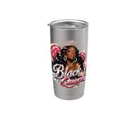 Black Queen Crown Pink Royalty Diva Melanina Afroamericana Vaso térmico de acero inoxidable de doble pared