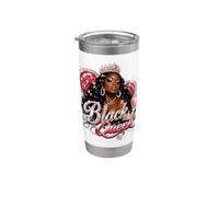 Black Queen Crown Pink Royalty Diva Melanina Afroamericana Vaso térmico de acero inoxidable de doble pared