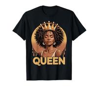 Black Queen Juneteenth Historia Orgullo Goteo Corona Mujeres Negras Camiseta