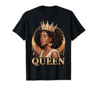 Black Queen Juneteenth Historia Orgullo Goteo Corona Mujeres Negras Camiseta
