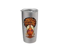 Black Queen Mujeres Hermosas Melanina Reina Negra Chica Magia Vaso térmico de acero inoxidable de doble pared