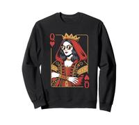 Black Queen of Heart Valentine Playing Card Sudadera