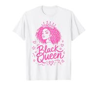 Black Queen Pink Doodles Crown Curly Locs Diva Melanina Mujeres Camiseta