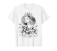Black Queen Vintage Doodles Crown Curly Diva Melanina Mujeres Camiseta
