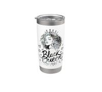 Black Queen Vintage Doodles Crown Curly Diva Melanina Mujeres Vaso térmico de acero inoxidable de doble pared