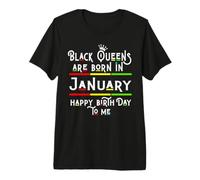 Black Queens Are Born In January Funny Birthday Women Girl Camiseta Premium