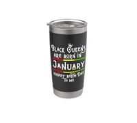 Black Queens Are Born In January Funny Birthday Women Girl Vaso térmico de acero inoxidable de doble pared
