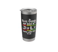 Black Queens Are Born In July Funny Women Girl Birthday Vaso térmico de acero inoxidable de doble pared