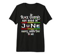 Black Queens Are Born In June Funny Women Girl Birthday Camiseta Premium