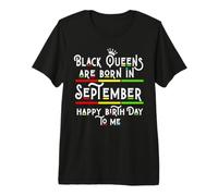 Black Queens Are Born In September Funny Women Girl Birthday Camiseta Premium