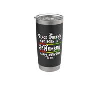 Black Queens Are Born In September Funny Women Girl Birthday Vaso térmico de acero inoxidable de doble pared