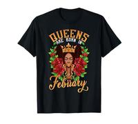 Black Queens Born in Febrero Birthday Girl Crown Melanina Camiseta