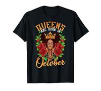 Black Queens Born in October Birthday Girl Crown Melanina Camiseta