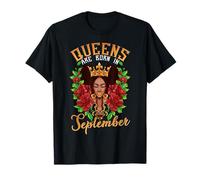 Black Queens Born in Septiembre Birthday Girl Crown Melanina Camiseta