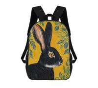 Black Rabbit with Yellow Background Mochilas Impresas En 3D Para Niños 17inch Mochilas De Moda Informales Para El Día A Día, Bolsas De Viaje, Mochilas Informales Para Exteriores Para Niños Y Niñas