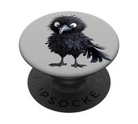 Black Raven Bird Graphic For Gothic Kids Women Men Cute Crow PopSockets PopGrip Adhesivo