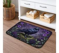 Black Raven - Tapete de baño floral de secado rápido, diseño de rosas violetas góticas absorbentes, antideslizante, alfombra de ducha decorativa de otoño de franela lavable para baño, inodoro, 16 x 24