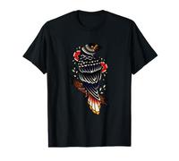 Black Raven Tattoo Style Goth Birds Illustration Graphic Camiseta gráfica económica