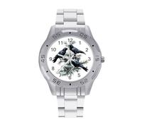 Black Ravens Perched on The Branches - Reloj de pulsera de acero inoxidable para hombre, relojes personalizados para mujer