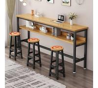 Black Rectangular Bar Table 100/120/140/160/180x30/40cm Stylish Coffee Desk with Metal Frame Perfect for Small Space Kitchen & Living Room High Breakfast Pub Table