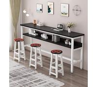 Black Rectangular Bar Table High Breakfast Coffee Table Metal Frame Space Saving Design for Kitchen & Living Room Available in 100/120/140/160/180x30/40cm Sizes
