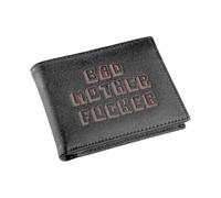 Black/Red Embroidered Bad Mother Leather Wallet.