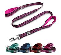 Black Rhino - Correa para Perros medianos y Grandes, Doble asa Acolchada, Reflectante, 1,5 m, asa de tráfico, Entrenamiento, Control, cómoda, Duradera y Resistente a la Intemperie (Rosa y Negro)