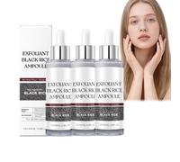 Black Rice Exfoliator, Face Essence, solución exfoliante suave con extracto de arroz para metabolizar las células muertas, mejorar la opacidad, hidratación profunda para el rostro, (3 unidades)