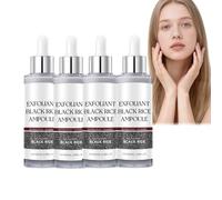 Black Rice Exfoliator, Face Essence, solución exfoliante suave con extracto de arroz para metabolizar las células muertas, mejorar la opacidad, hidratación profunda para el rostro, (4 unidades)