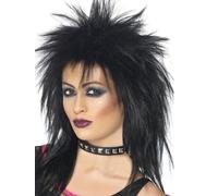 Black Rock Diva Peluca Mujer 80s Disfraz Accesssory Peluca 1980s Peluca Punk