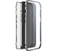 Black Rock - Funda de Cristal de 360 Grados para Apple iPhone 14 Pro I, Cierre magnético (Transparente con Marco Plateado)