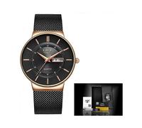 (Black rose gold) Mens Watches LIGE Luxury Waterproof Ultra Thin Date Clock Male Steel Strap Casual Quartz Watch Men Sports Wrist Watch