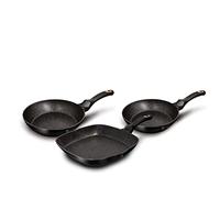 Berlinger Haus Black Rose Juego 2 Sartenes Y Grill Inducción 20-24-28cm, Aluminio, Antiadherente Negro