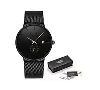 (black rose) LIGE 2023 Fashion Mens Watches Top Brand Luxury Quartz Watch Men Casual Slim Mesh Steel Waterproof Sport Watch Relogio Masculino