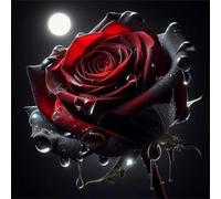 Black Roses Moon Jigsaw Puzzle 90 Pieces 30x30cm/12x12inch, Difficult Jigsaw Puzzles for Adults 90, Beautiful Art Work, Great Festive Puzzle Gift for Men/Women