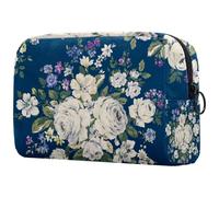 Black Roses - Neceser de viaje con diseño floral de rosas para mujer, bolsa organizadora de maquillaje grande con cremallera, multicolor, 18.5x7.5x13cm/7.3x3x5.1in, Neceser