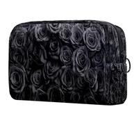 Black Roses - Neceser para mujer, neceser de viaje, bolsa organizadora de maquillaje grande con cremallera, multicolor, 18.5x7.5x13cm/7.3x3x5.1in, Neceser