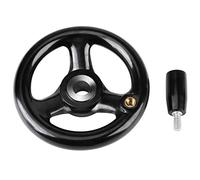Black Round 3 Spoke Hand Wheel with Revolving Handle for Lathe Milling Machine
