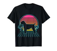 Black Russian Terrier Vintage 80s Vaporwave Aesthetic Dog Camiseta