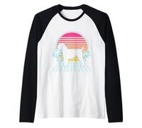 Black Russian Terrier Vintage 80s Vaporwave Aesthetic Dog Camiseta Manga Raglan