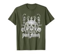 Black Sabbath 666 - Calaveras Camiseta, Hombre, Verde Oliva, L