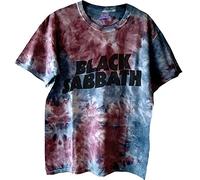 Black Sabbath Camiseta Wavy Band Logo Nuevo Oficial Unisex Dye Wash Azul, azul, M