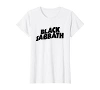 Black Sabbath Icónico Estampado de música Heavy Metal Camiseta, Mujer, Blanco, L