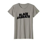 Black Sabbath Icónico Estampado de música Heavy Metal Camiseta, Mujer, Pizarra, L