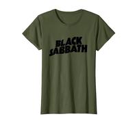 Black Sabbath Icónico Estampado de música Heavy Metal Camiseta, Mujer, Verde Oliva, L