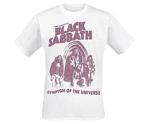 Black Sabbath Symptom of The Universe Hombre Camiseta Blanco M, 100% algodón, Regular