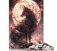 Black Sakura Kitsune Puzzles Imposible,desafío para Adultos Juego Educativo 1500 Piezas Obra De Arte De Juego De para Adultos Y Niños 1500pcs (85x57cm)